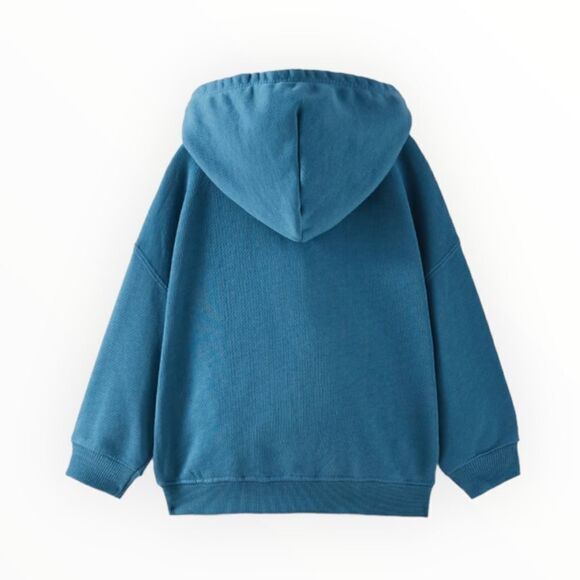 ZARA Kids | Mid-Blue | PLAIN KANGAROO JACKET - Picture 2 of 5